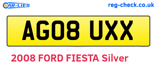 AG08UXX are the vehicle registration plates.