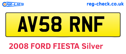 AV58RNF are the vehicle registration plates.
