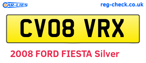 CV08VRX are the vehicle registration plates.