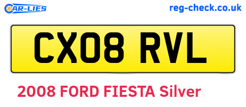 CX08RVL are the vehicle registration plates.