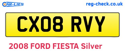 CX08RVY are the vehicle registration plates.
