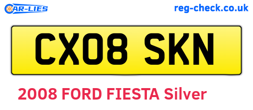 CX08SKN are the vehicle registration plates.