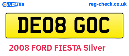 DE08GOC are the vehicle registration plates.
