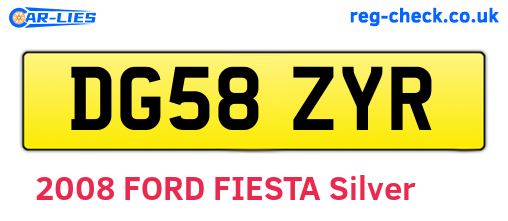 DG58ZYR are the vehicle registration plates.