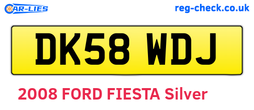 DK58WDJ are the vehicle registration plates.