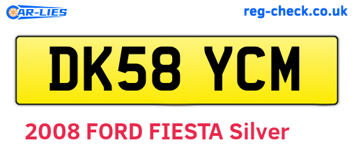 DK58YCM are the vehicle registration plates.