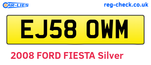 EJ58OWM are the vehicle registration plates.