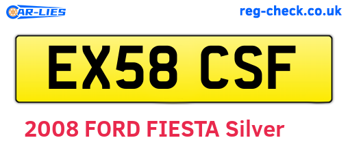 EX58CSF are the vehicle registration plates.