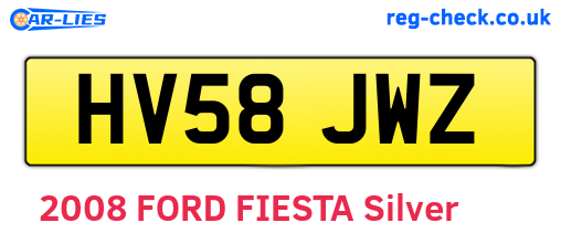 HV58JWZ are the vehicle registration plates.