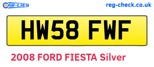 HW58FWF are the vehicle registration plates.