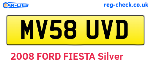 MV58UVD are the vehicle registration plates.