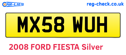 MX58WUH are the vehicle registration plates.