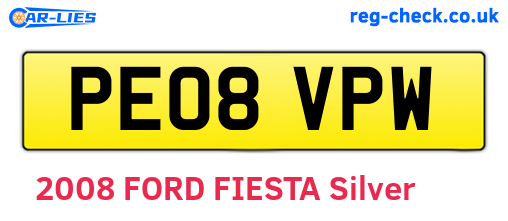 PE08VPW are the vehicle registration plates.