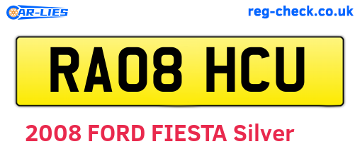 RA08HCU are the vehicle registration plates.