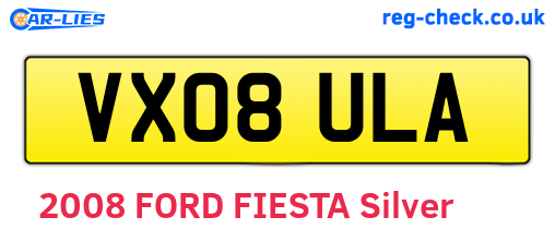 VX08ULA are the vehicle registration plates.