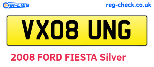 VX08UNG are the vehicle registration plates.