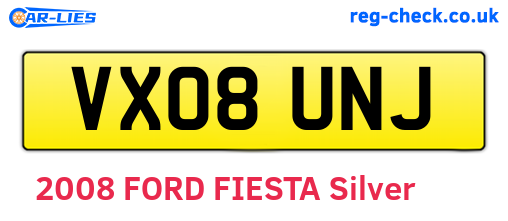 VX08UNJ are the vehicle registration plates.