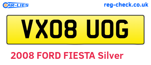 VX08UOG are the vehicle registration plates.
