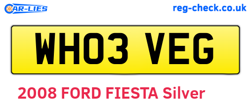 WH03VEG are the vehicle registration plates.