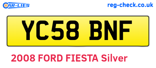 YC58BNF are the vehicle registration plates.