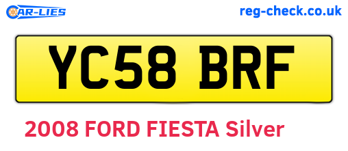 YC58BRF are the vehicle registration plates.