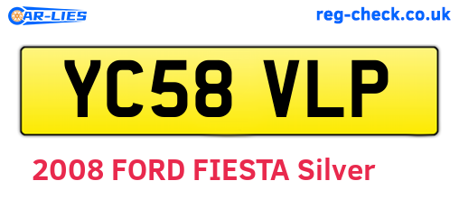 YC58VLP are the vehicle registration plates.