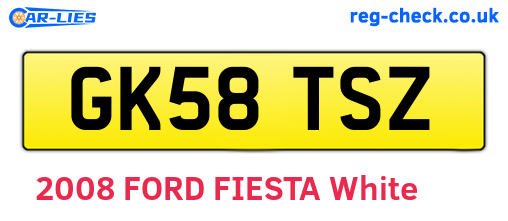 GK58TSZ are the vehicle registration plates.