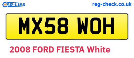 MX58WOH are the vehicle registration plates.