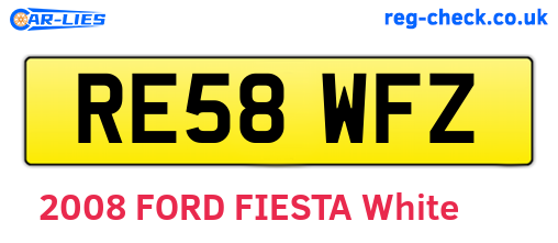 RE58WFZ are the vehicle registration plates.