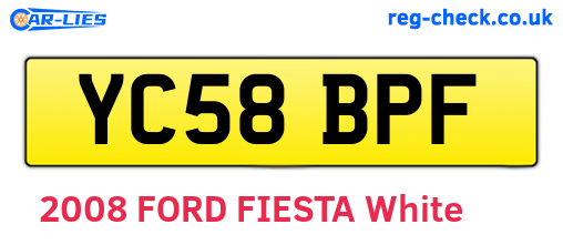 YC58BPF are the vehicle registration plates.
