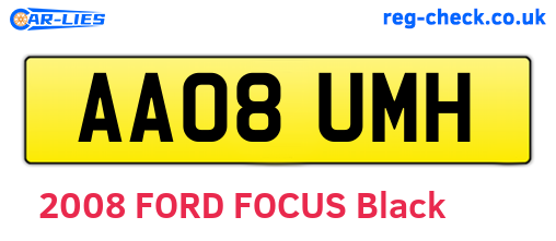 AA08UMH are the vehicle registration plates.