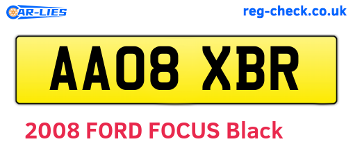 AA08XBR are the vehicle registration plates.