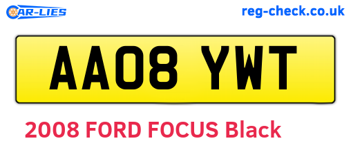 AA08YWT are the vehicle registration plates.