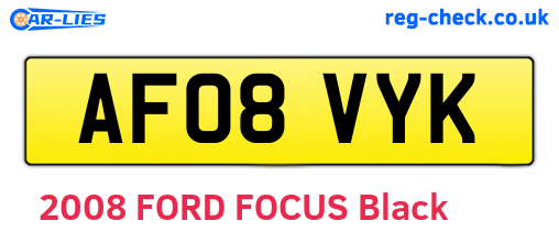 AF08VYK are the vehicle registration plates.