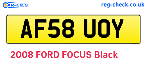 AF58UOY are the vehicle registration plates.
