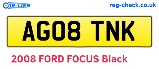 AG08TNK are the vehicle registration plates.
