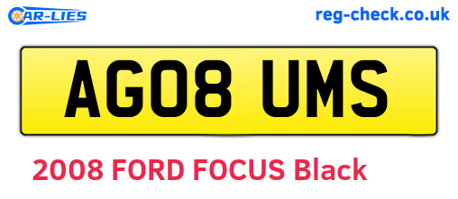 AG08UMS are the vehicle registration plates.