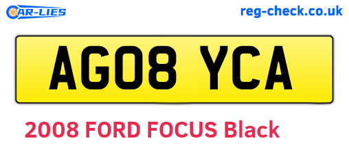 AG08YCA are the vehicle registration plates.