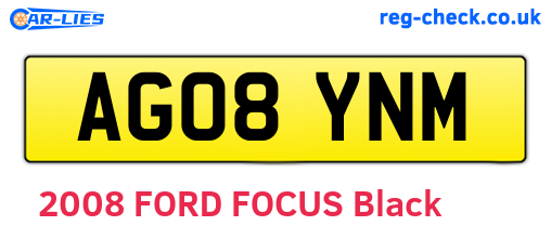 AG08YNM are the vehicle registration plates.