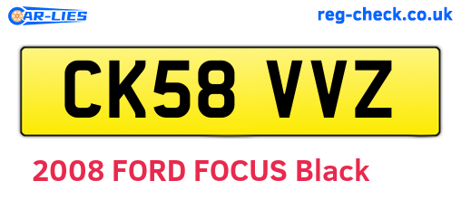CK58VVZ are the vehicle registration plates.