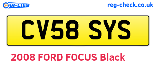 CV58SYS are the vehicle registration plates.