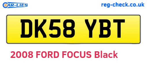 DK58YBT are the vehicle registration plates.