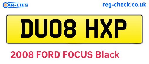 DU08HXP are the vehicle registration plates.