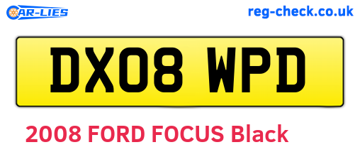 DX08WPD are the vehicle registration plates.