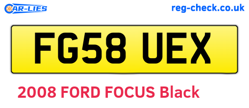 FG58UEX are the vehicle registration plates.