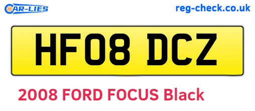 HF08DCZ are the vehicle registration plates.
