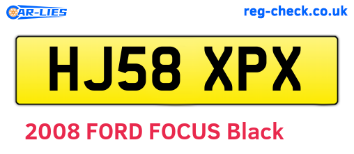 HJ58XPX are the vehicle registration plates.