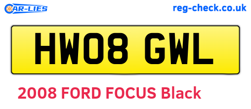 HW08GWL are the vehicle registration plates.