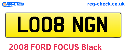 LO08NGN are the vehicle registration plates.