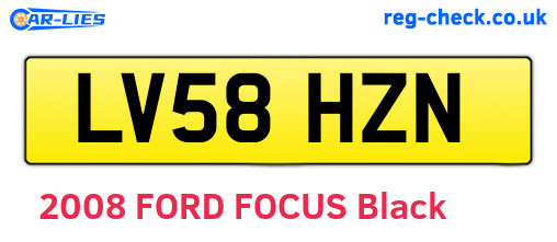 LV58HZN are the vehicle registration plates.